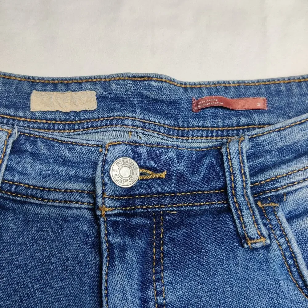 Anthropologie Pilcro Slim Boyfriend Mid Rise Jeans Size 29 Vintage Stretch Denim